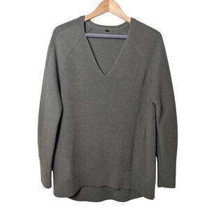 Athleta Hanover Merino Wool Olive Green V Neck Oversized Sweater Women S Minimal